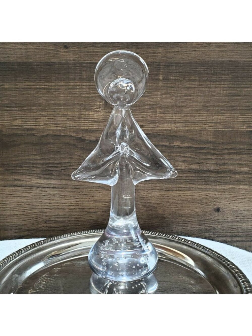 Handblown Art Glass Angel Figurine Bubble glass 9"Vintage Decorative Christmas - Picture 7 of 8